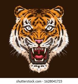 angry tiger head vector logo