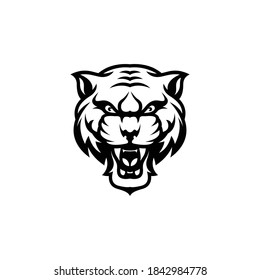 angry tiger head vector on white background