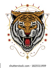 angry Tiger illustration. vector tiger logo design template.