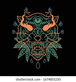 angry tiger line art vector