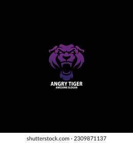 angry tiger logo design gradient color