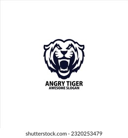 angry tiger logo design line color