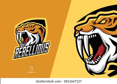 angry tiger mascot game logo for sport team vector design