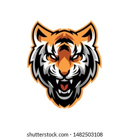 Angry Tiger Mascot, Isolated vector logo illustration