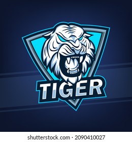 Angry tiger mascot sport e sport logo template for gamer, streamer, team