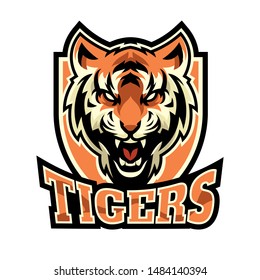 Angry Tiger Mascot Vector Logo Badge Stock Vector (Royalty Free ...