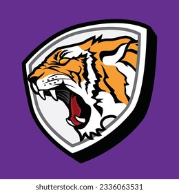 The Angry Tiger Roaring Logo Vector Design