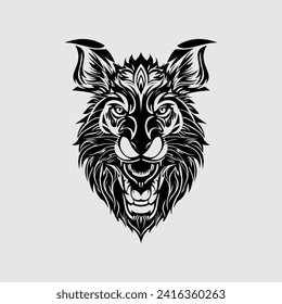 Angry tiger Roaring vector art, isolated on transparent background, tiger tattoo, vector illustration.