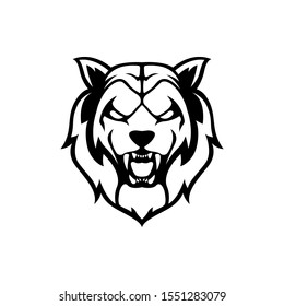 Angry tiger silhouette for logo, mascot, t shirt design isolated on white background vector illustration