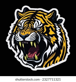 Angry Tiger Sticker Vector Design