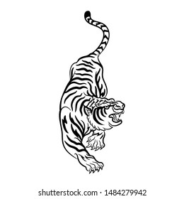 Angry tiger style vector illustration