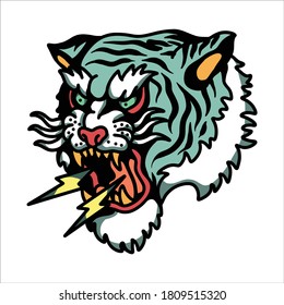 angry tiger tattoo vector design