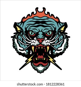 the angry tiger tattoo vector design