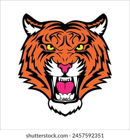 Angry Tiger Transparent, Tiger Face, Coloring Tiger Head, Tiger Logo, Jungle Cat, Big Cat Cricut Silhouette Cut, Vector files for Cricut