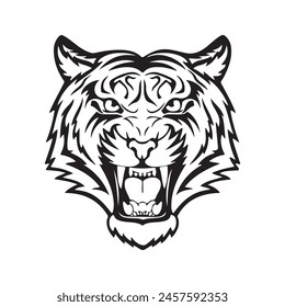 Angry Tiger Transparent, Tiger Face, Coloring Tiger Head, Tiger Logo, Jungle Cat, Big Cat Cricut Silhouette Cut, Vector files for Cricut