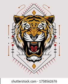 angry tiger vector. illustration tiger