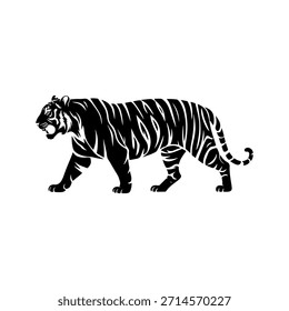 Diseño de silueta de Vector de tigre enojado