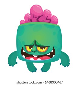 Angry tiny cartoon zombie character . Vector Halloween illustration