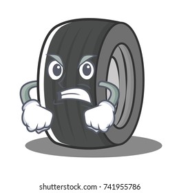Angry tire character cartoon style