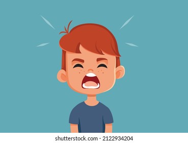 
Angry Toddler Boy Screaming and Acting Out Vector Cartoon. Cute little infant having a tantrum temper crisis crying out loud
