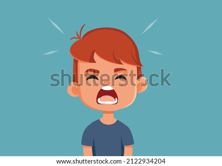 
Angry Toddler Boy Screaming and Acting Out Vector Cartoon. Cute little infant having a tantrum temper crisis crying out loud
 Stock photo © 
