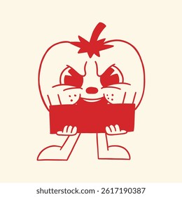 angry tomato cartoon character illustration