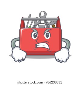 Angry tool box character cartoon