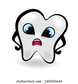 Angry tooth. Medicine cartoon character.