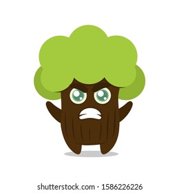 angry tree mascot - eps10 vector illustration