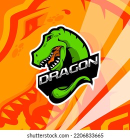 Angry t-rex dinosaur esport gaming mascot logo illustration. Tyrannosaurus rex mascot.
