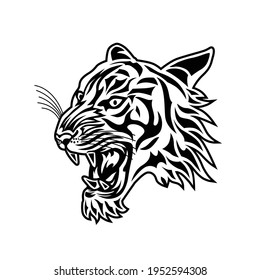 angry tribal tiger head vector