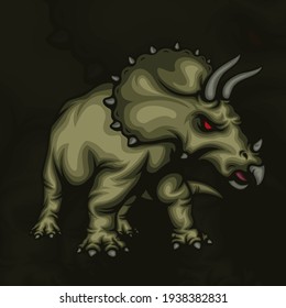 Angry triceratops esport mascot illustration