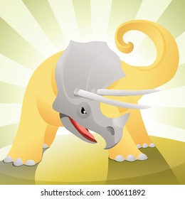 Angry triceratops ready to defend or fight