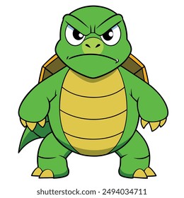 Angry turtle with a fierce expression