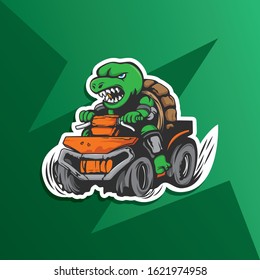 angry turtle on ATV transport four wheeler