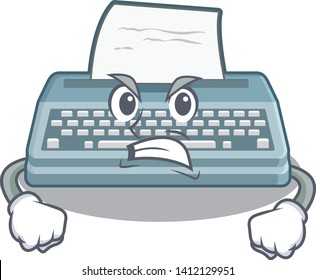 Angry typewriter in the a cartoon shape