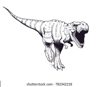 Angry tyrannosaur rex on white background .Drawn style.Vector illustration