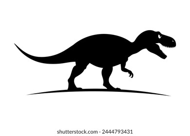 Angry Tyrannosaurus Rex Silhouette. Black on White Dinosaur vector illustration