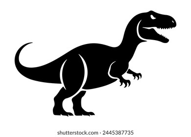 Angry Tyrannosaurus Rex Silhouette. Black on White Dinosaur vector illustration