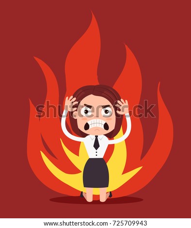 Angry unhappy business woman office worker character. Vector flat cartoon illustration Stock photo © 