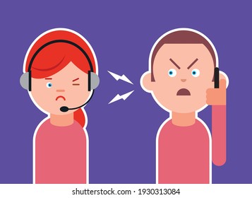 Angry or unhappy customer on phone to customer servi e