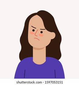Angry unhappy girl. Vector illustration