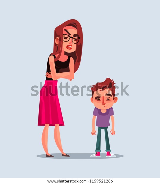 Angry Unhappy Mother Character Scold Her Stock Vector (Royalty Free ...