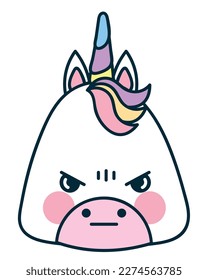 angry unicorn head doodle icon isolated svg
