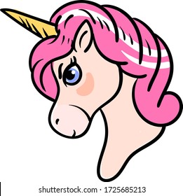 Angry unicorn illustration, vector on white background svg