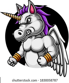 Angry Unicorn mascot logo design of illustration svg