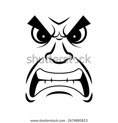 Angry or upset face on white background
