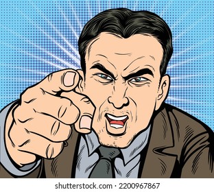 Angry Upset Man He Points His Stock Vector (Royalty Free) 2200967867 ...