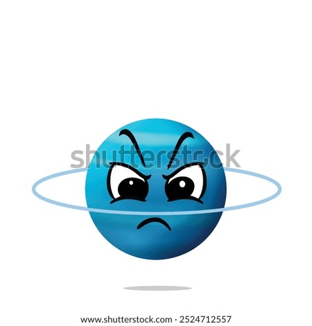 angry uranus character. cute, funny, and playful concept. solar system, astronomy, and education themes
