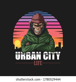 angry urban monkey vector illustration for your company or brand